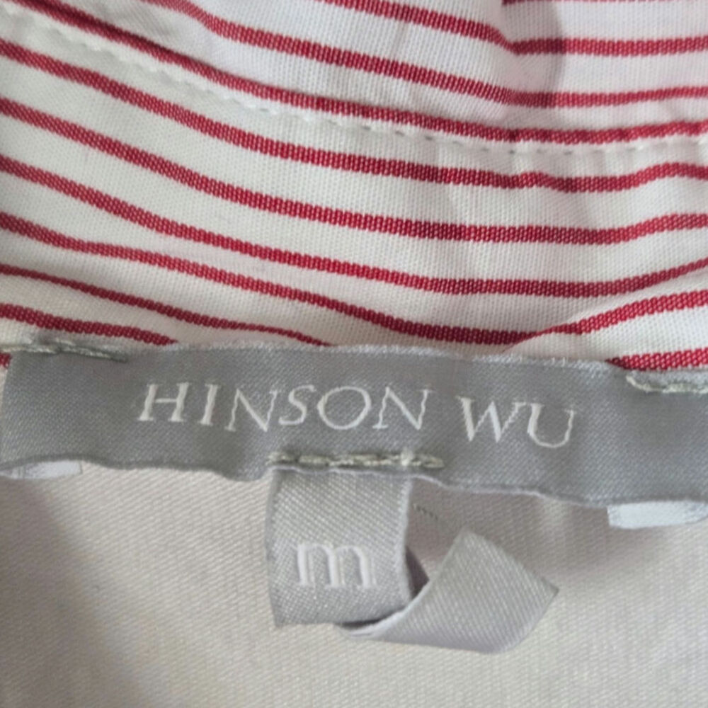Hinson Wu Lea Sleeveless Foundation Layer White Red Stripe Collared Size Medium - Picture 5 of 5